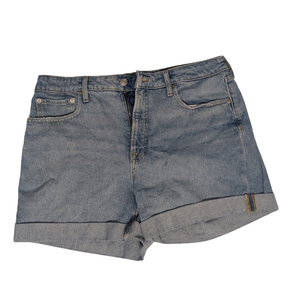Free Assembly Womens Denim Shorts Light Wash Cuffed Hem Size 12
